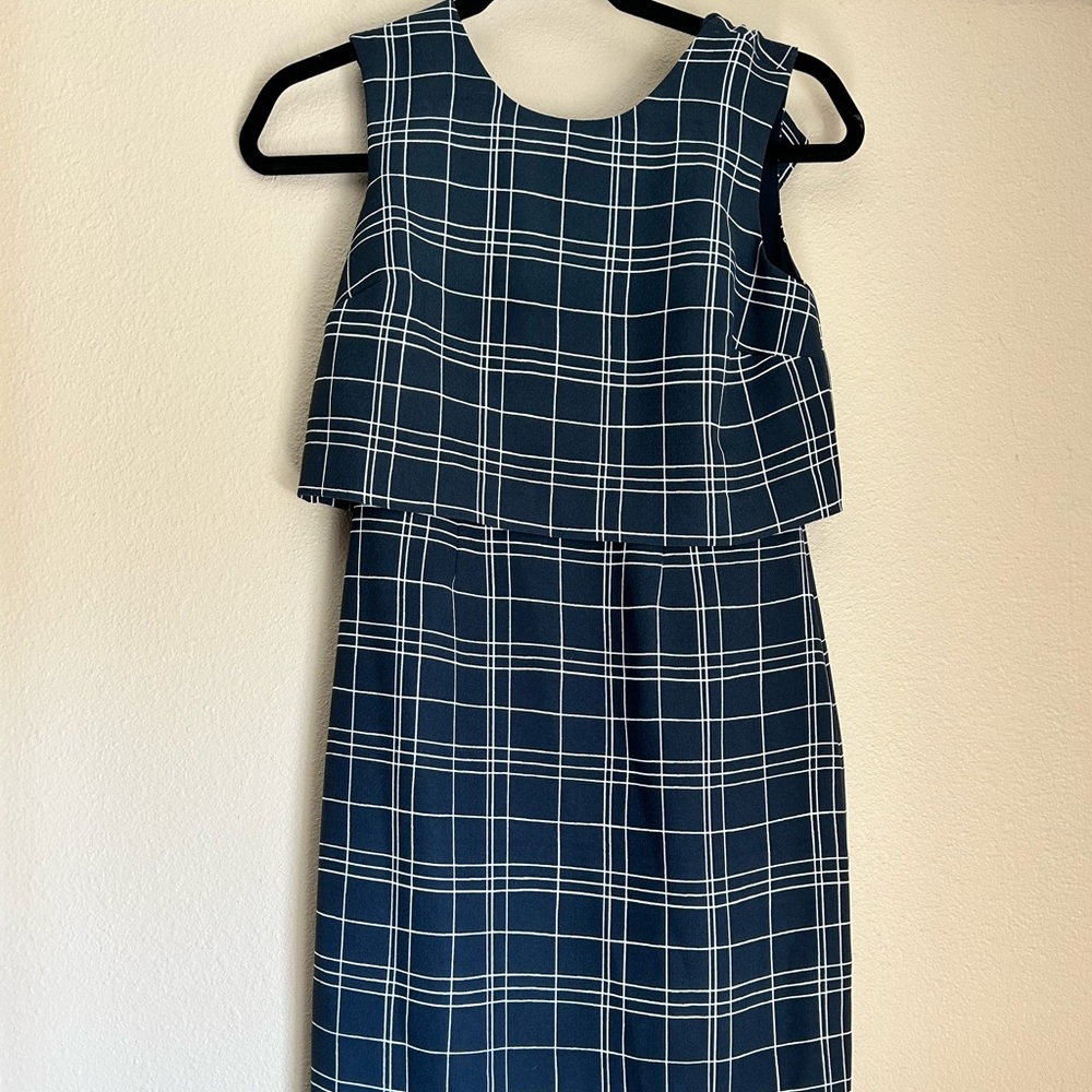 Banana Republic sleeveless midi dress in striped navy and white